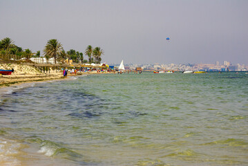 Monastir, Tunisia, Africa - July, 2012: Mediterranean coast near Monastir