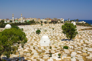 Monastir, Tunisia, Africa - August, 2012: Cemetery at the mausoleum of Habib Bourguiba in the city...