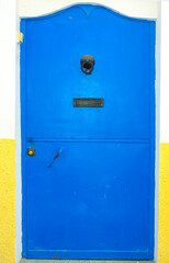 Monastir, Tunisia, Africa - August, 2012: Traditional blue metal doors in the city of Monastir