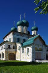 Fototapeta na wymiar Tutaev, Russia - May, 2021: The Borisoglebsk Side's Resurrection Cathedral in Tutayev