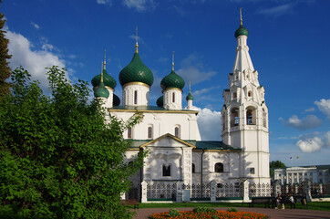 Fototapeta na wymiar Yaroslavl, Russia - May, 2021: Church of Elijah the Prophet, standing on Sovetskaya Square in the center of Yaroslavl