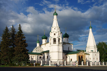 Fototapeta na wymiar Yaroslavl, Russia - May, 2021: Church of Elijah the Prophet, standing on Sovetskaya Square in the center of Yaroslavl
