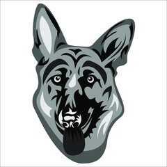 the logo with the face of a German shepherd on a white background vector
