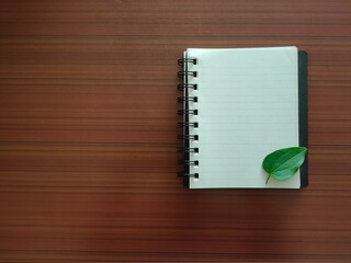 Leaf on notebook