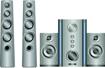 music speaker system on white background