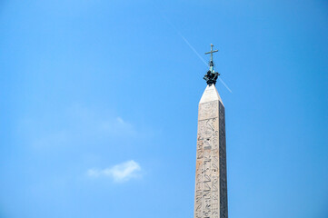 Lateran Obelisk in Rome. The tallest Egyptian obelisk against the background of the sky and a...