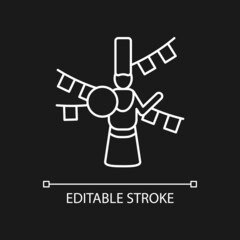 Losar celebration white linear icon for dark theme. New year. Traditional festival of prayers. Thin line customizable illustration. Isolated vector contour symbol for night mode. Editable stroke