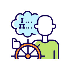 Self management RGB color icon. Ability to control personal thoughts and emotions. Self regulation aptitude. Decision making. Isolated vector illustration. Simple filled line drawing
