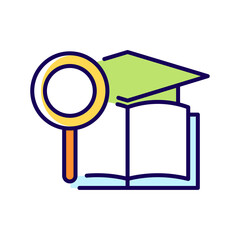 Academic research talent RGB color icon. Study and investigation. Cognitive skill. Data collection and analysis. Science project. Isolated vector illustration. Simple filled line drawing