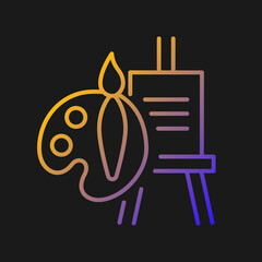 Painting talent gradient vector icon for dark theme. Ability to draw beautiful pictures. Paintbrush and canvas. Thin line color symbol. Modern style pictogram. Vector isolated outline drawing