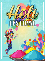 Obraz na płótnie Canvas Holi Festival banner with kid characters