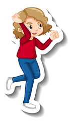 A girl in standing pose cartoon character sticker