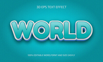 Editable World 3d text effect style