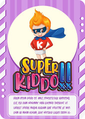 Character game card template with word Super Kiddo
