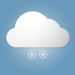 Cloud with snowflakes on blue background. Weather icon.