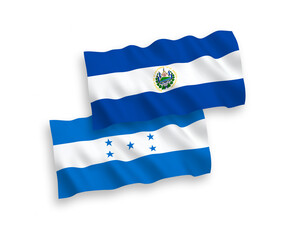 Fototapeta premium Flags of Republic of El Salvador and Honduras on a white background