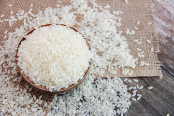 small grains of dry white rice