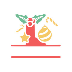 The letter L is decorated with mistletoe and Christmas elements, personalized monogram, vector logo, emblems or initial design.