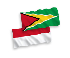 Flags of Indonesia and Co-operative Republic of Guyana on a white background
