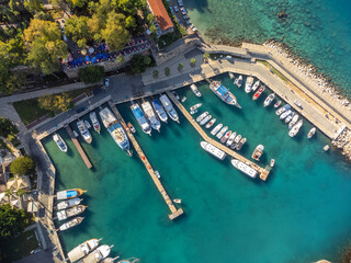 Aerial view on Antalya marina and old town