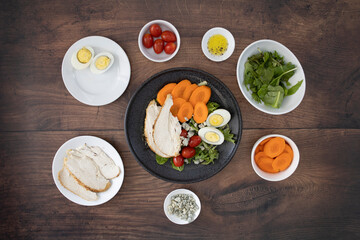 Fototapeta na wymiar Healthy Turkey Salad with Vegetables
