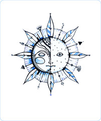 Vector illustration. Organic forms. Symbols for printing on T-shirts, tattoos. Stylized image, fashionable stylized shapes. Patterns and backgrounds.