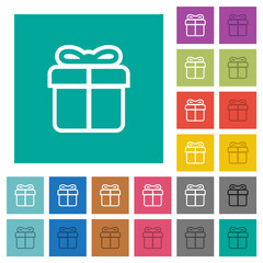 Gift box outline square flat multi colored icons