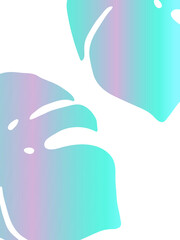 Monstera palm leaves illustration. Vector exotic tropical background. Abstract gradient retro nature wall art.