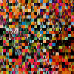 Optical low poly pixel grid dye blur texture background. Seamless washed out geometric ombre effect. 80s style retro square shape pattern. High resolution funky beach wear fashion textile tile.