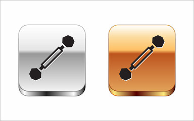 Black Piercing icon isolated on white background. Silver and gold square buttons. Vector