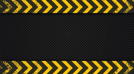 Warning background with black and yellow stripes. Caution sign for under construction project.