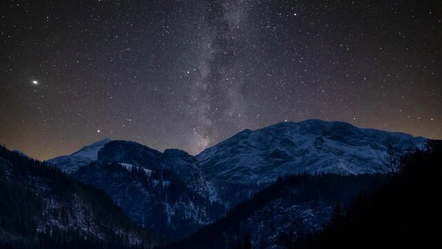 The Milky way in the sky over the mountains