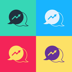 Pop art Financial growth increase icon isolated on color background. Increasing revenue. Vector