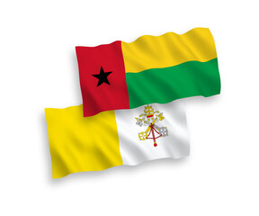 Flags of Republic of Guinea Bissau and Vatican on a white background