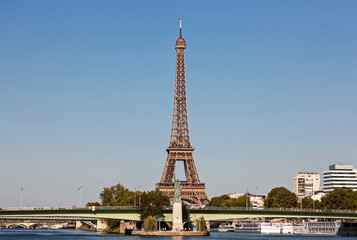 Fototapeta premium Paris, France-september 23, 2019: The Eiffel Tower is a wrought-iron lattice tower on the Champ de Mars in Paris, France. It is named after the engineer Gustave Eiffel