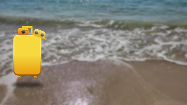 Vacation planning icon on isolated on blur beach background with loop motion animation. concept for summer vacation and holidays.