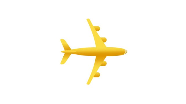 3D plan icon & isolated on white background in loop flying motion animation. concept for travelling journey and holiday.