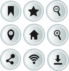 web icons set gray button 3d illustration symbol