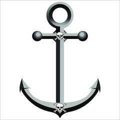 old iron pirate anchor on white background vector