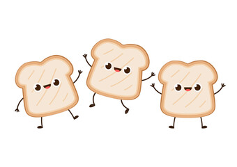 Bread character design. Bread on white background.
