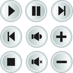 music player 3d button flat design illustration icon symbol