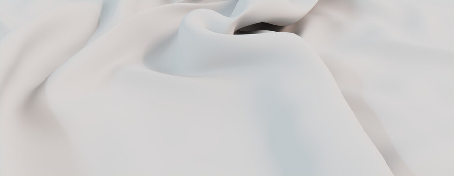 White Cloth with Ripples and Folds. Luxury Surface Background.