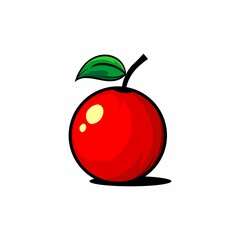 red apple with leaf