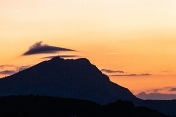 the Sainte Victoire mountain in the light of an autumn morning