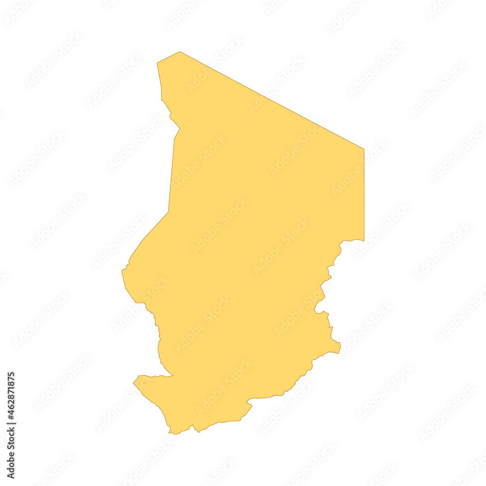Poster chad map color line element. border of the country.