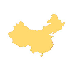 China map color line element. Border of the country.
