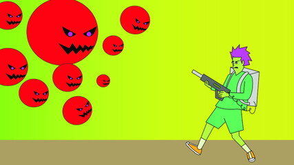 people shot virus illustration design