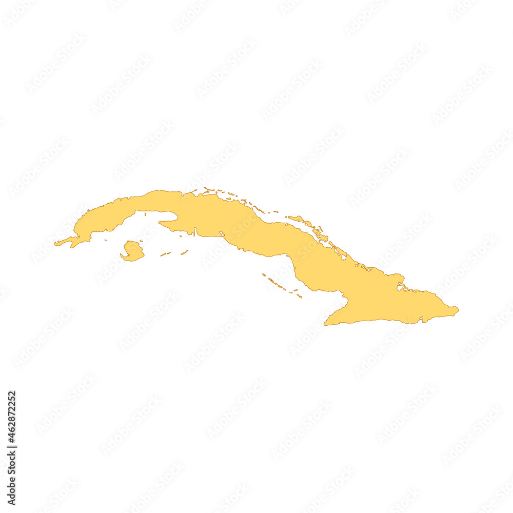 Poster cuba map color line element. border of the country.
