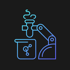 Robotic lab assistance gradient vector icon for dark theme. Automated laboratory assistant. Lab automation solution. Thin line color symbol. Modern style pictogram. Vector isolated outline drawing