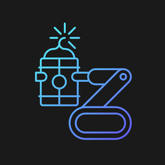 Bomb defusing robots gradient vector icon for dark theme. Control from safe distance. Tactical robot. Remote disposal. Thin line color symbol. Modern style pictogram. Vector isolated outline drawing